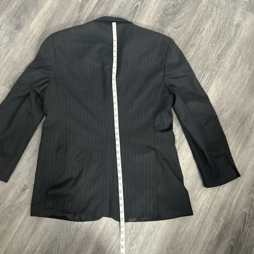 Haggar 44R Black Pin Striped Jacket Three Button DBL Vent